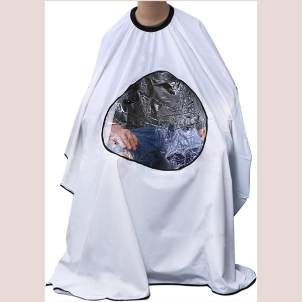 Cape with transparent opening white,black