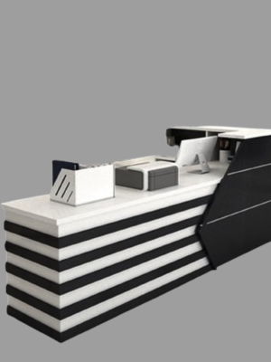 front desk white and black