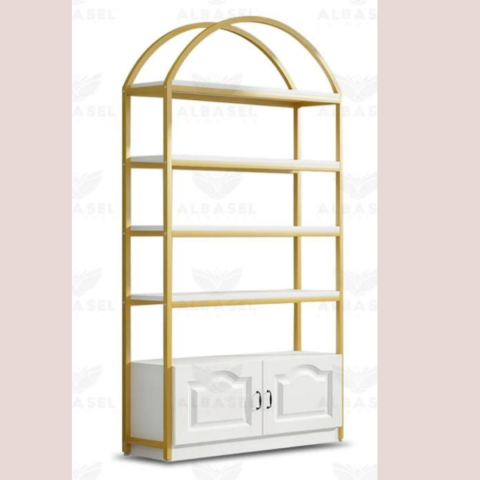 storage shelf gold and white