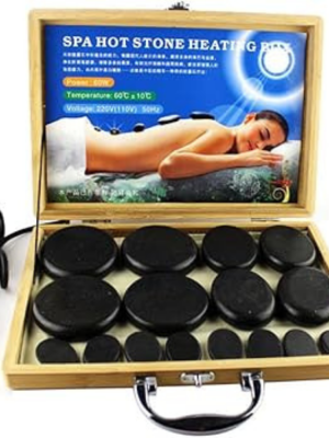 16 massage stones with wooden box