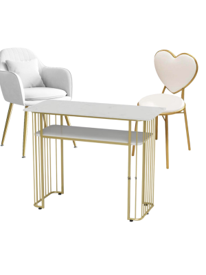 manicure table with chair white and heart chair white