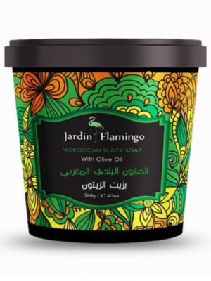 Jardin flamingo moroccan black soap 500g olive